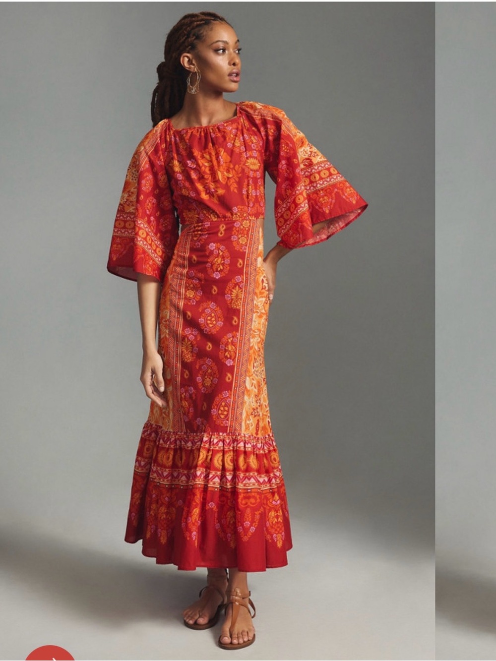 NWT Farm Rio Combuco Cutout MaxiDress Orange Large Anthropologie